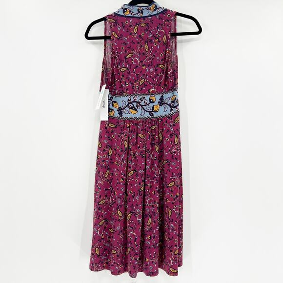 NWT Wisp Women's Red Floral Paisley Sleeveless V-Neck Midi Dress Size 0 - Picture 2 of 5